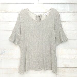 LC Lauren Conrad Short Bell Sleeve Top • Sz XXL • White w/ Black Stripes • EUC